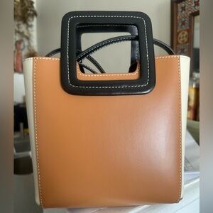 STAUD Mini Shirley - Black, Cream and Tan with Stitching